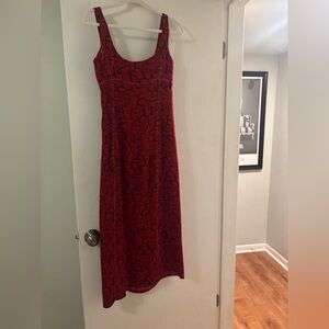 Prada Fall/Winter 1996 Vintage Silk Geometric Print Dress - Red/Burgundy